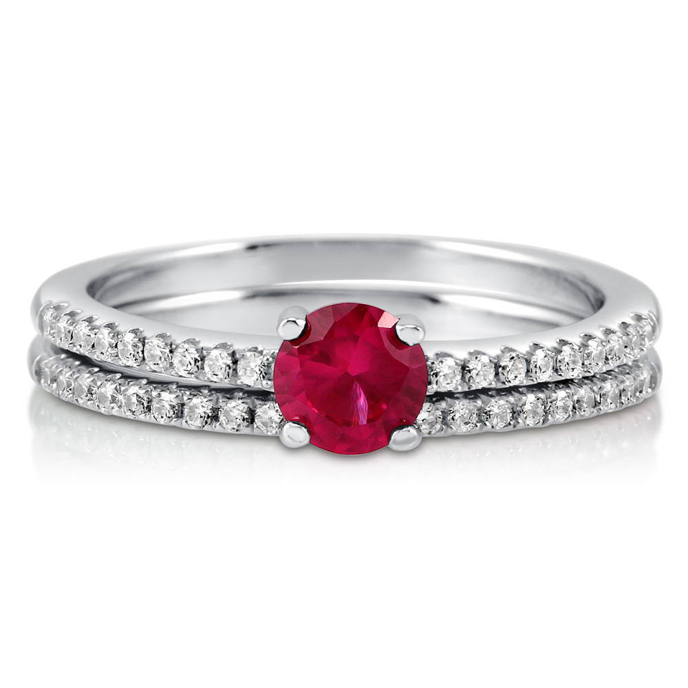 Solitaire 0.45ct Red CZ Ring Set in Sterling Silver, 1 of 5