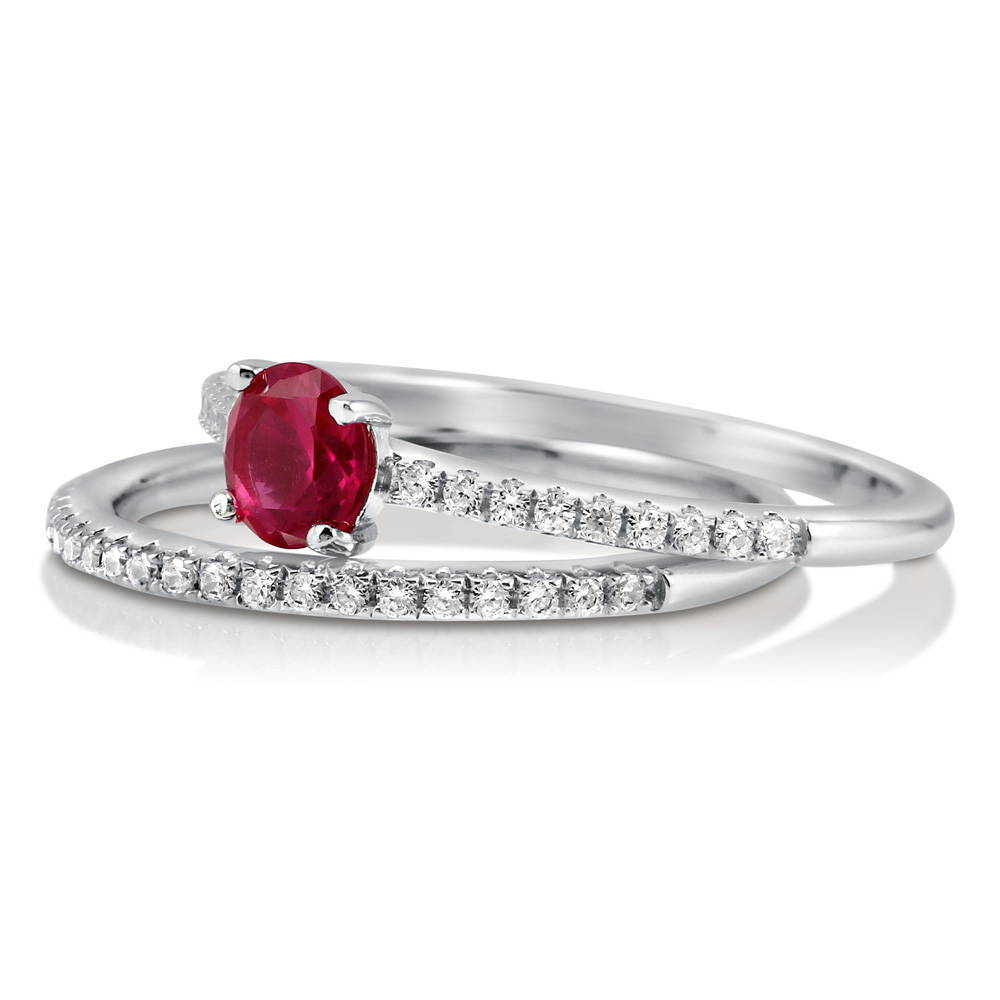 Solitaire 0.45ct Red CZ Ring Set in Sterling Silver
