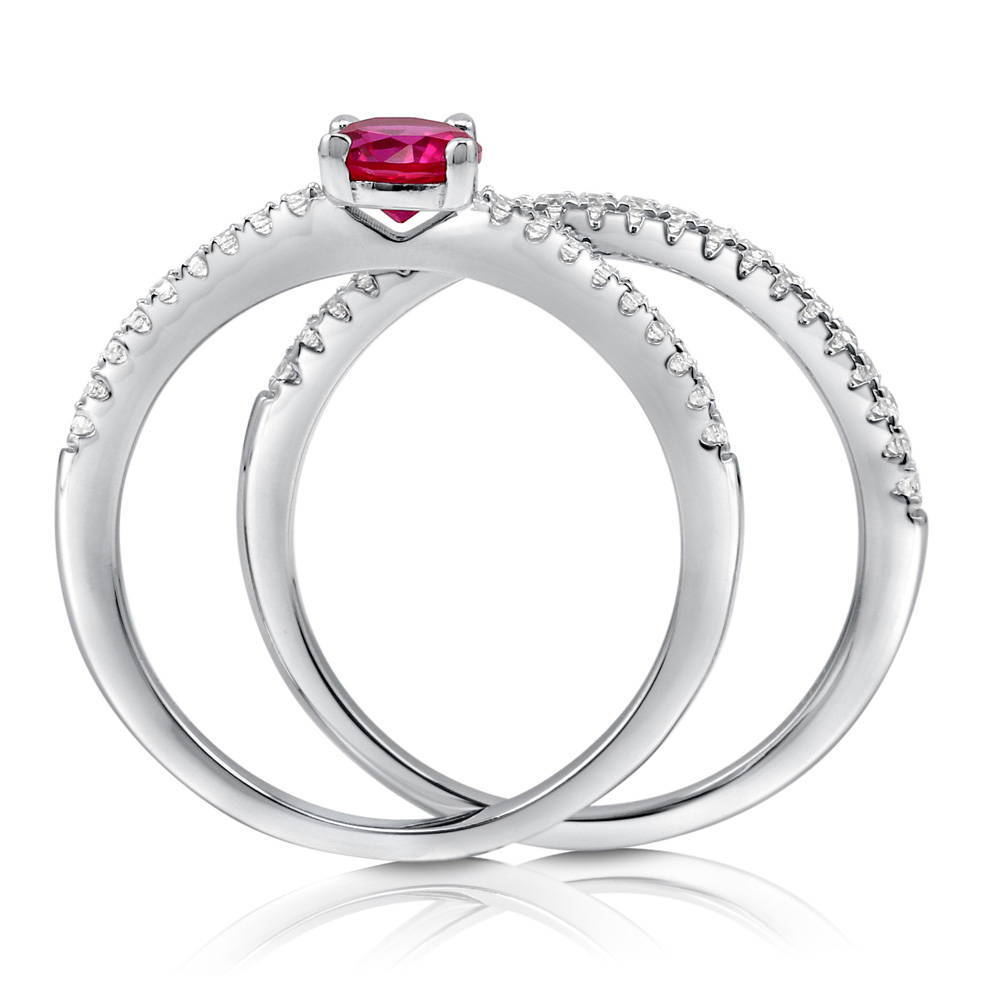 Alternate view of Solitaire 0.45ct Red CZ Ring Set in Sterling Silver, 4 of 5