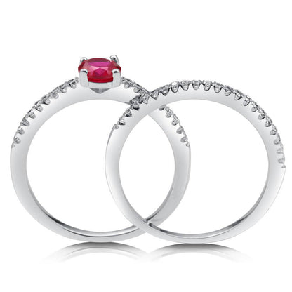 Solitaire 0.45ct Ruby-Red CZ Ring Set in Sterling Silver