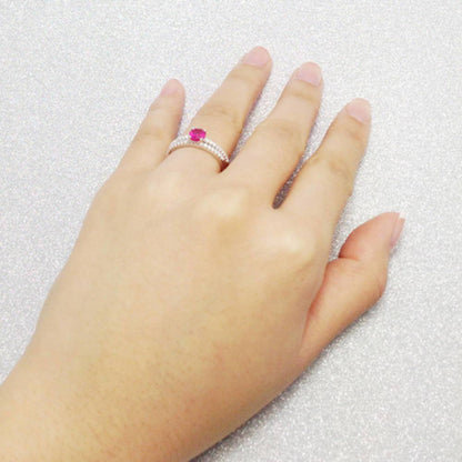 Solitaire 0.45ct Ruby-Red CZ Ring Set in Sterling Silver