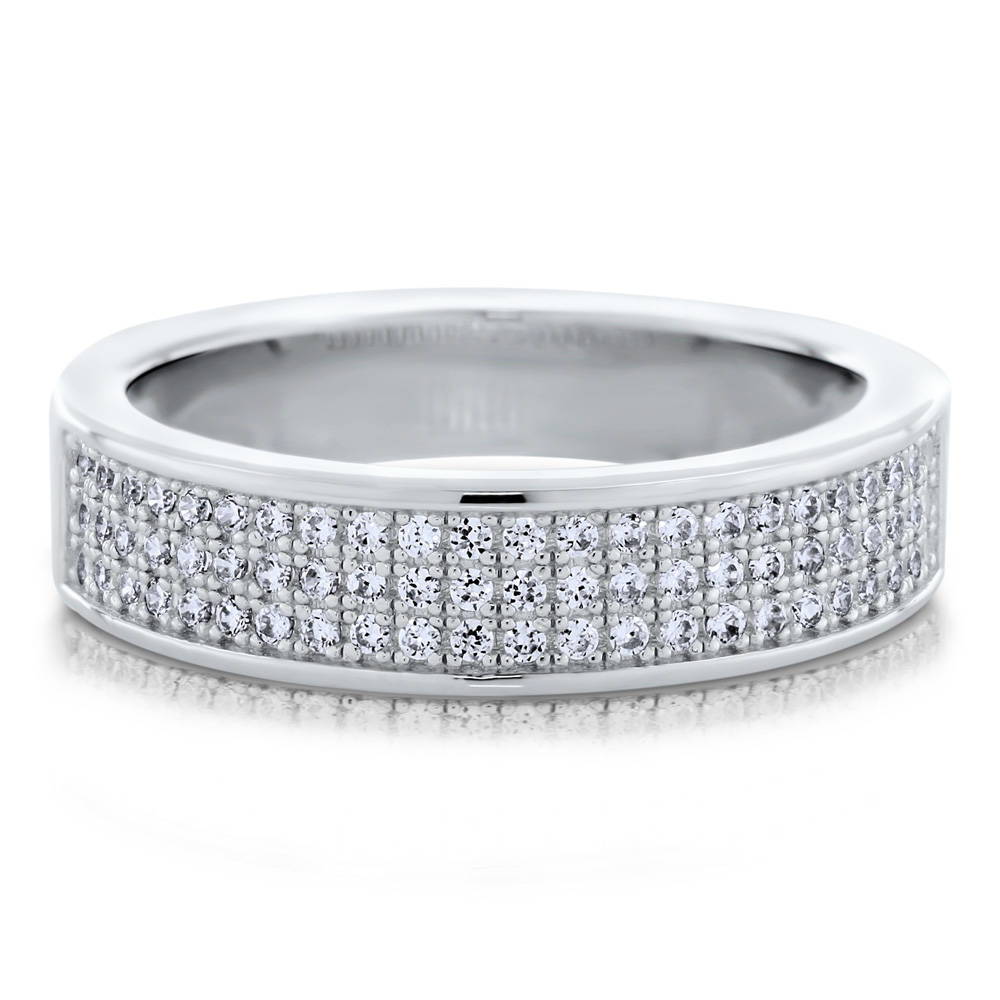 Micro Pave Set CZ Half Eternity Ring in Sterling Silver, 1 of 6