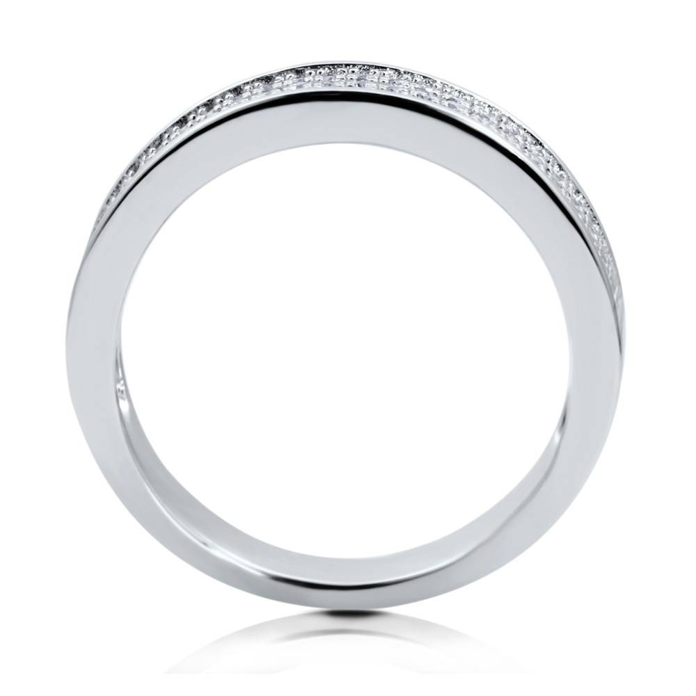 Alternate view of Micro Pave Set CZ Half Eternity Ring in Sterling Silver, 6 of 6