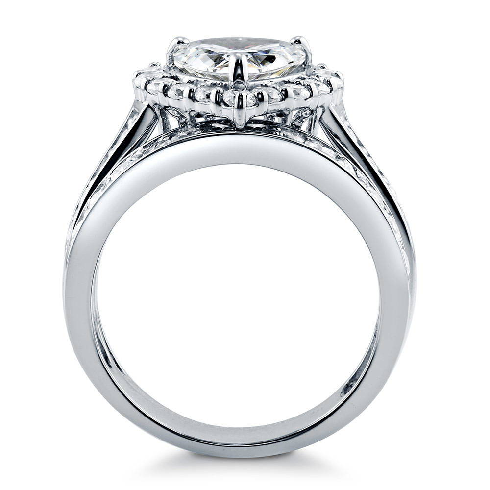 Alternate view of Halo Heart Heart CZ Ring Set in Sterling Silver, 8 of 9