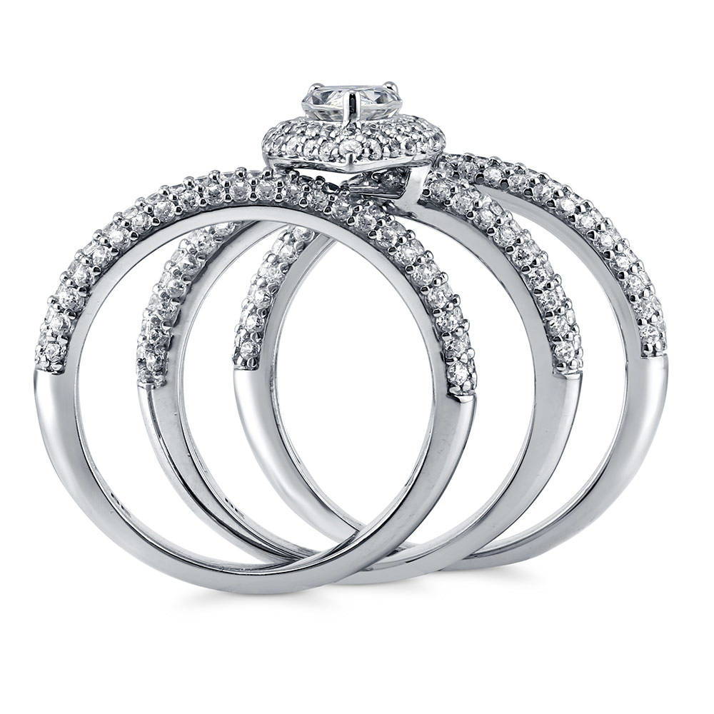 Alternate view of Halo Pear CZ Ring Set in Sterling Silver, 7 of 7
