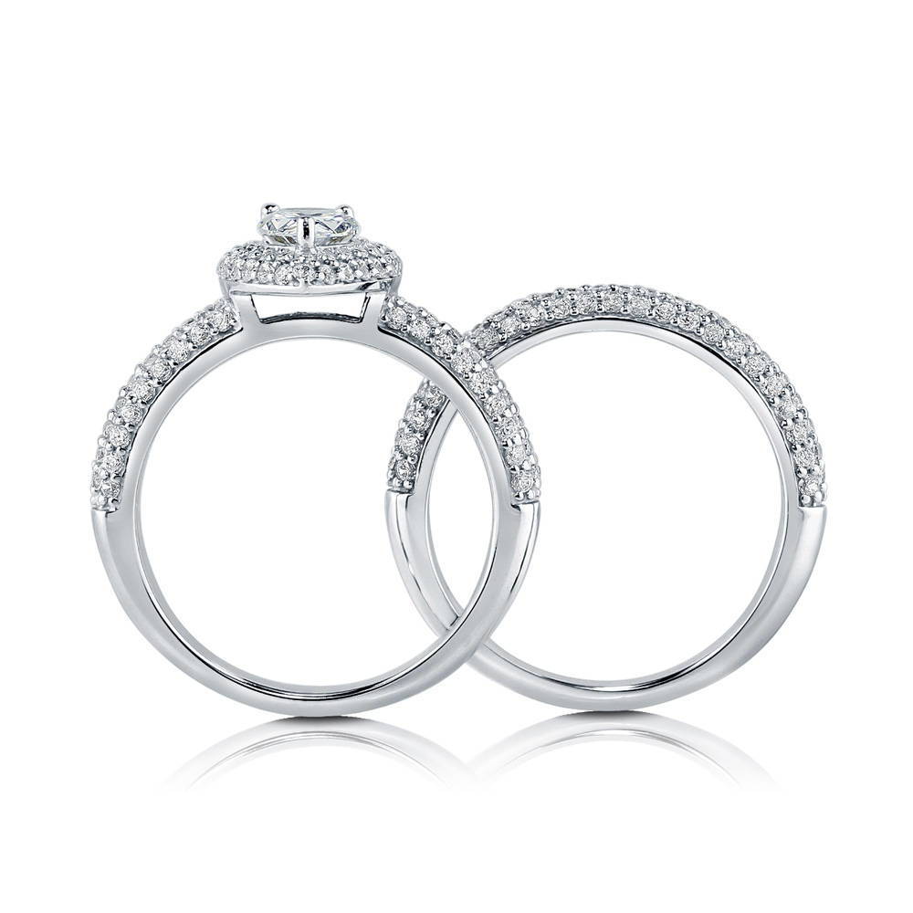 Alternate view of Halo Pear CZ Ring Set in Sterling Silver, 8 of 8