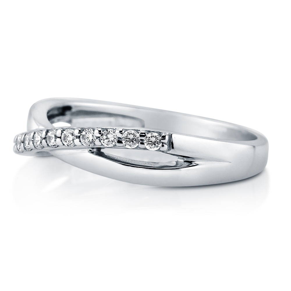 Angle view of Infinity Criss Cross CZ Ring in Sterling Silver, 5 of 10