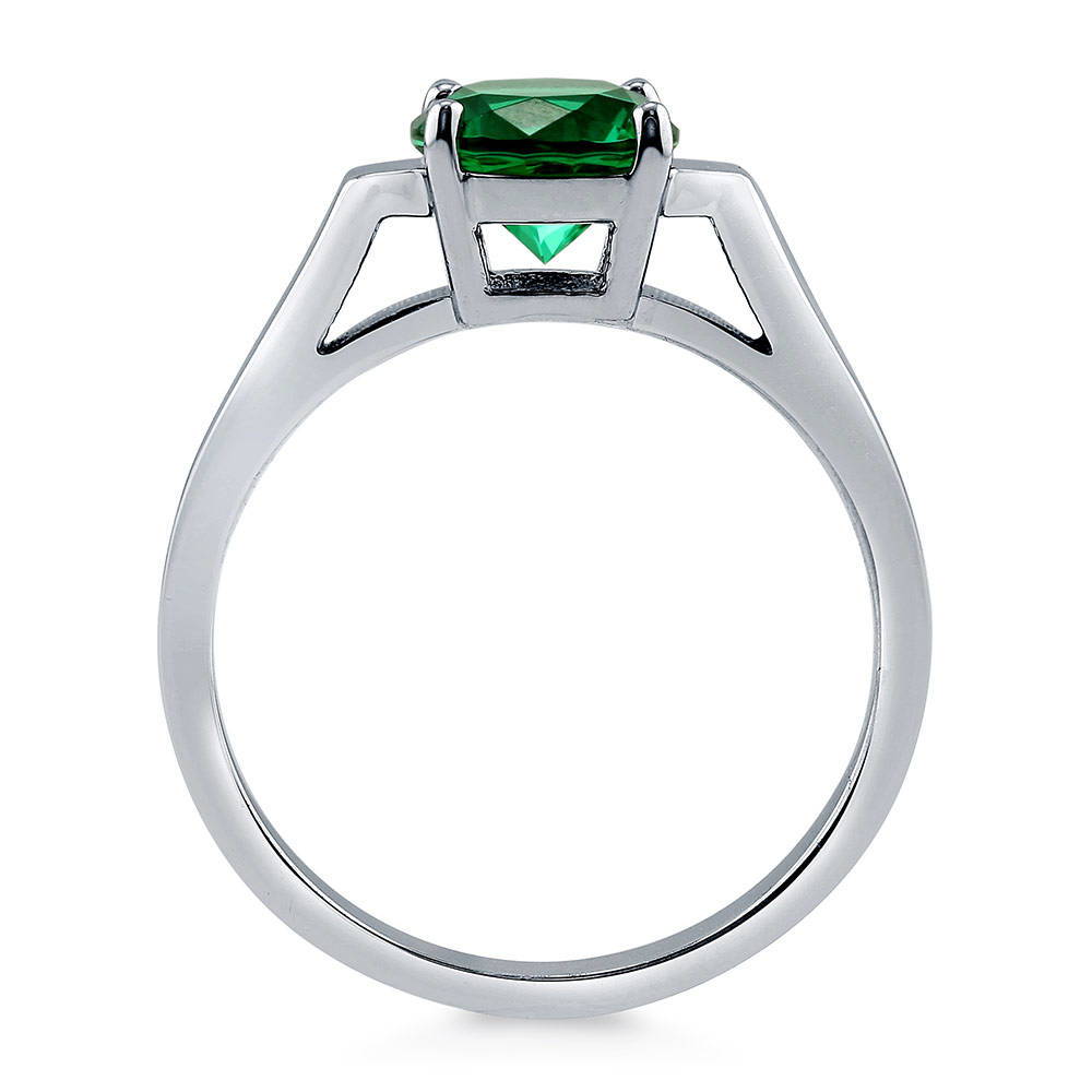 Solitaire 1.25ct Simulated Emerald Round CZ Ring in Sterling Silver