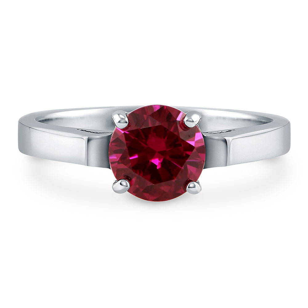 Solitaire 1.25ct Simulated Ruby Round CZ Ring in Sterling Silver