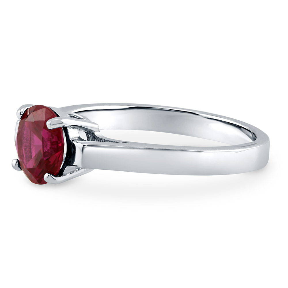Solitaire 1.25ct Simulated Ruby Round CZ Ring in Sterling Silver