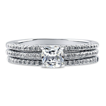 Solitaire 0.6ct Cushion CZ Ring Set in Sterling Silver