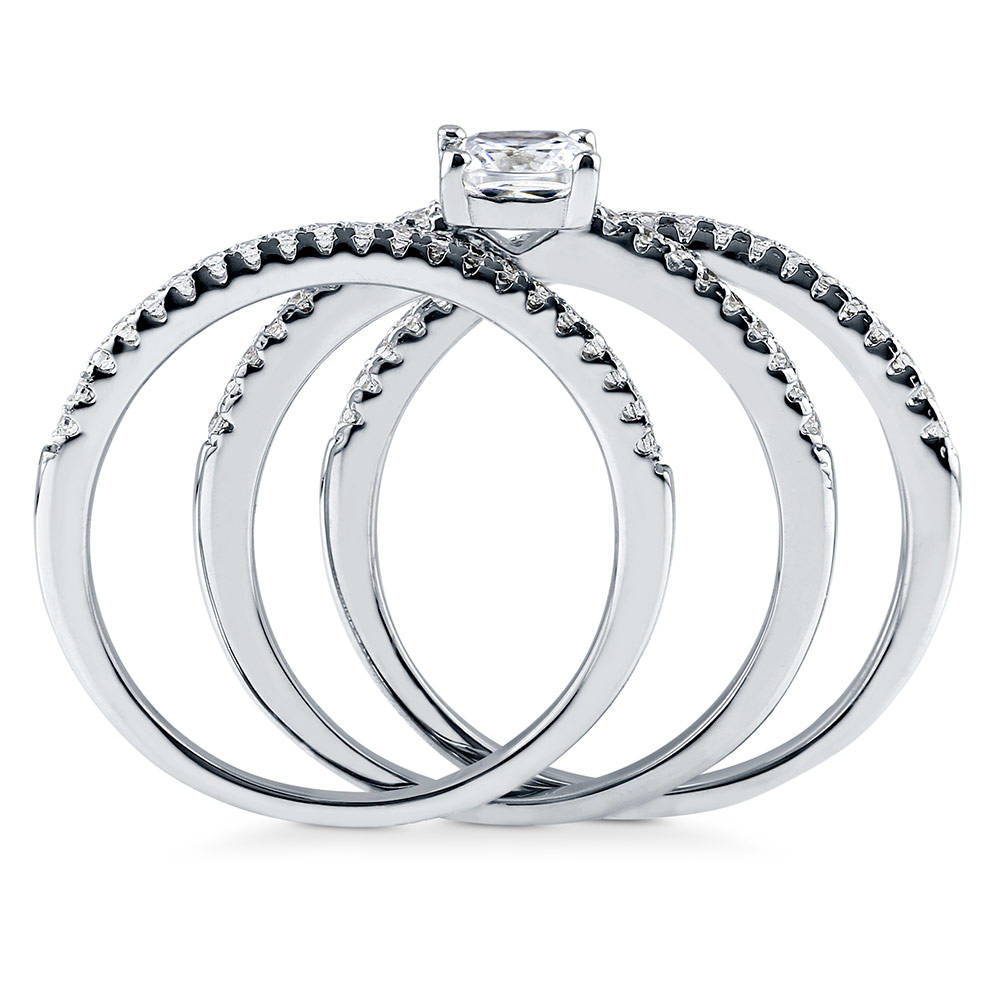 Alternate view of Solitaire 0.6ct Cushion CZ Ring Set in Sterling Silver, 8 of 9