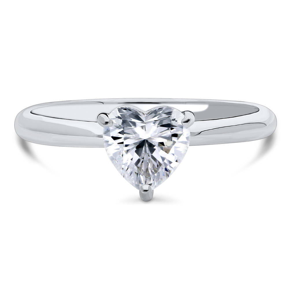 Solitaire Heart 0.7ct CZ Ring in Sterling Silver