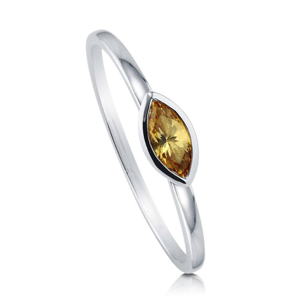 Solitaire Bezel Set Marquise Citrine Ring in 10K White Gold