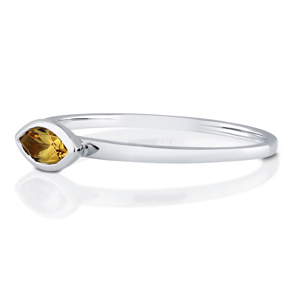 Solitaire Bezel Set Marquise Citrine Ring in 10K White Gold