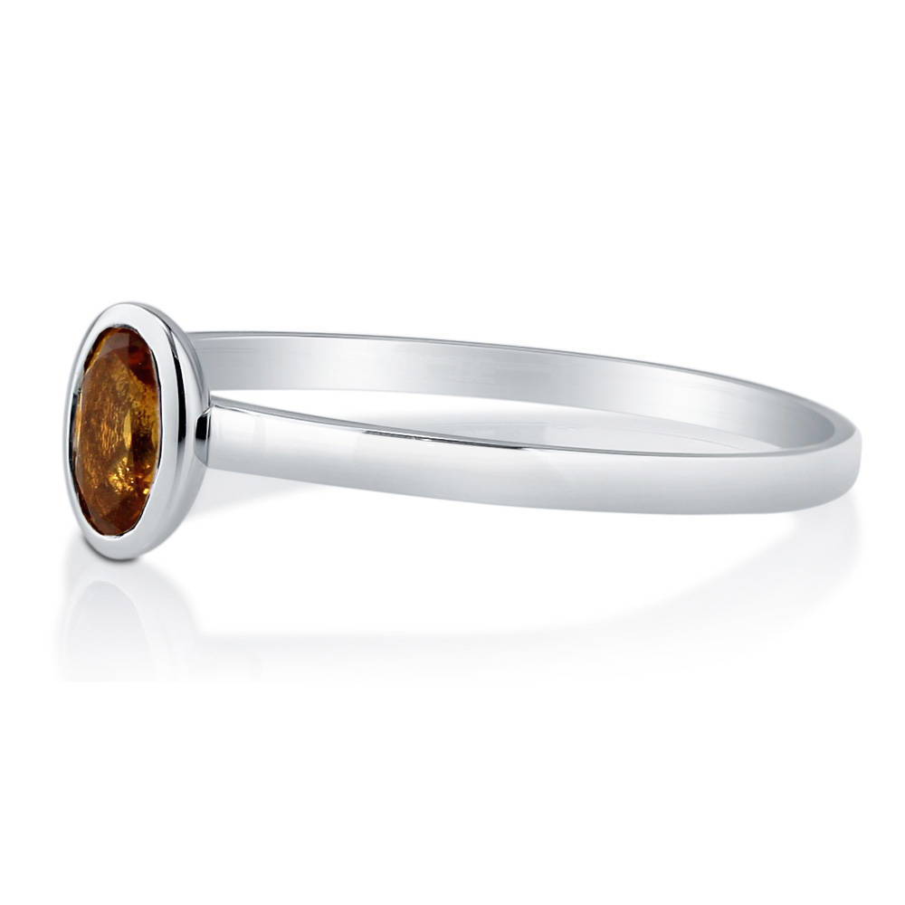 Solitaire Bezel Set Oval Citrine Ring in 10K White Gold