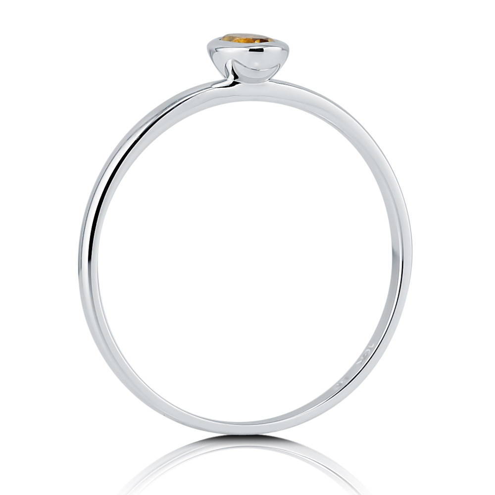 Solitaire Bezel Set Oval Citrine Ring in 10K White Gold