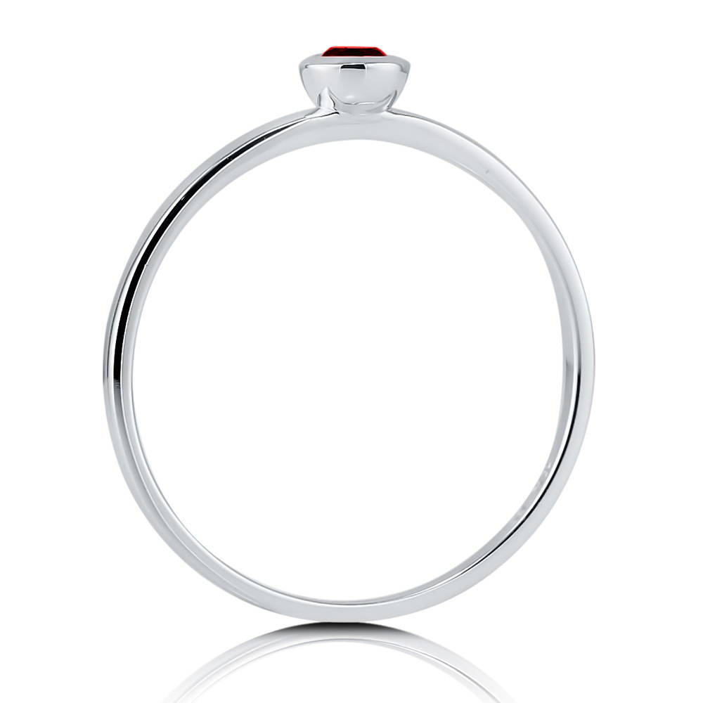 Solitaire Bezel Set Round Garnet Ring in 10K White Gold