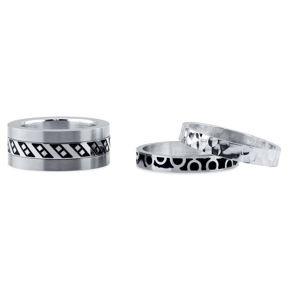 Angle view of Hammered Band in Stainless Steel, 3 of 4