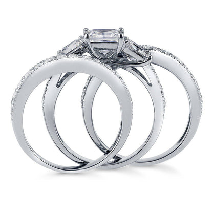 3-Stone 1.6ct Princess CZ Ring Set in Sterling Silver