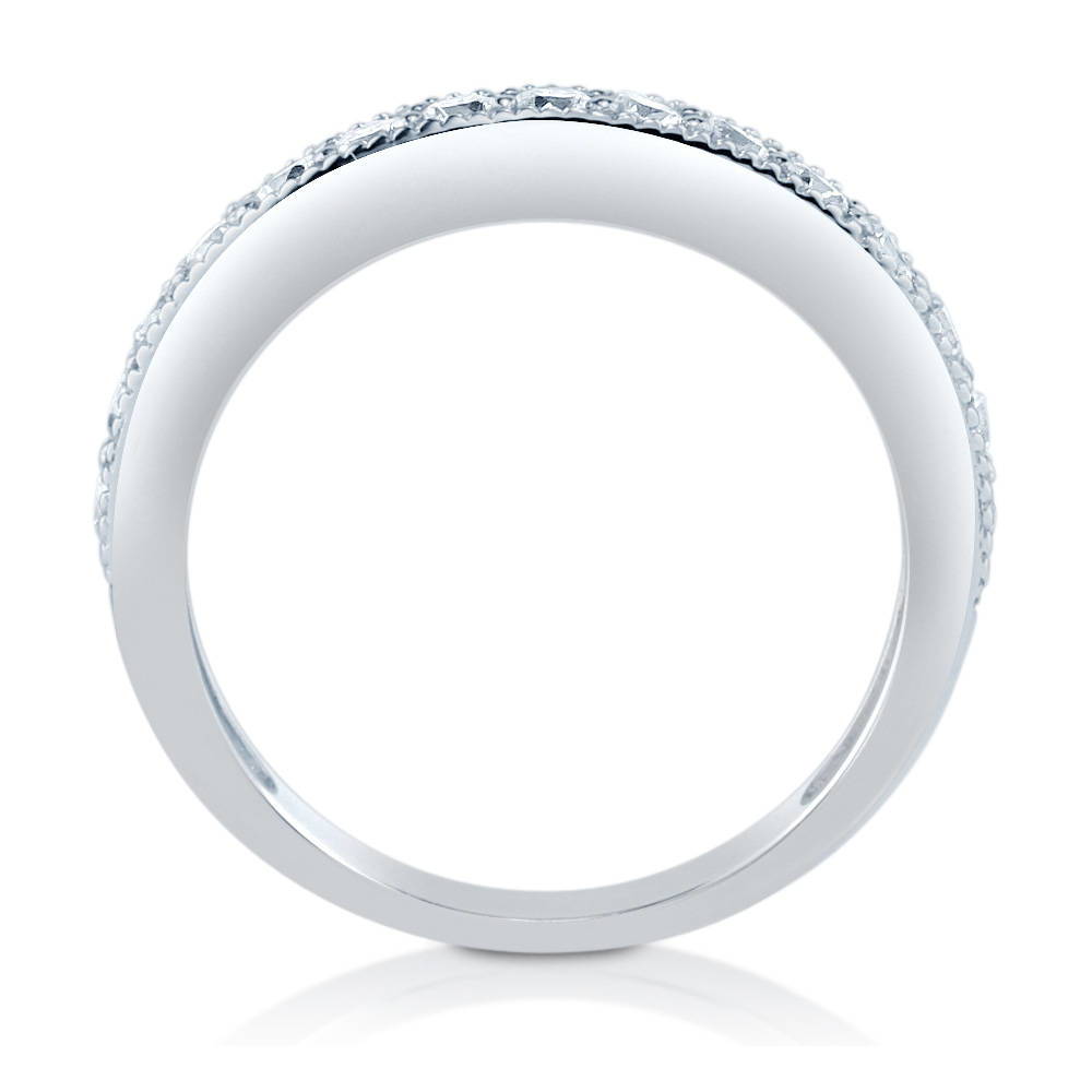 Pave Set CZ Curved Half Eternity Ring in Sterling Silver