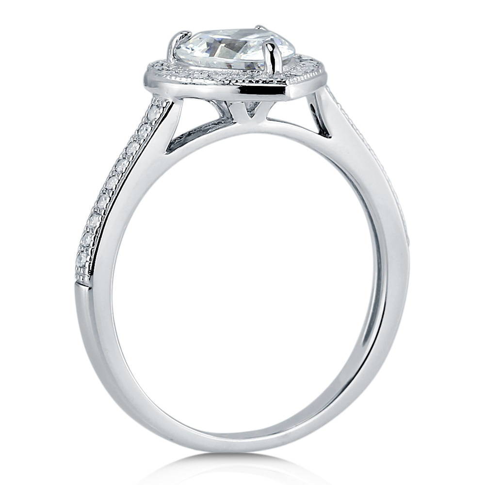 Alternate view of Halo Heart Heart CZ Ring in Sterling Silver, 6 of 6