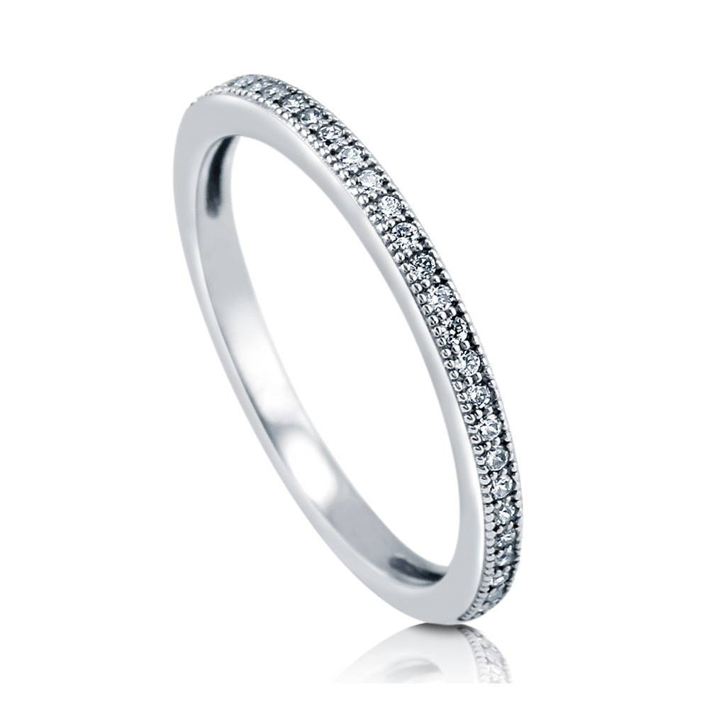 Front view of Pave CZ Eternity Ring in Sterling Silver, 3 of 5