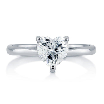 Solitaire Heart 1.1ct CZ Ring in Sterling Silver