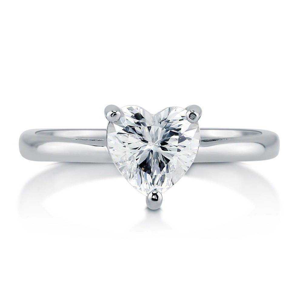 Solitaire Heart 1.1ct Heart CZ Ring in Sterling Silver, 1 of 6