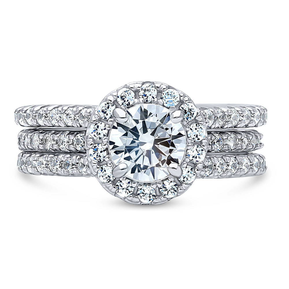 Halo CZ Insert Ring Set in Sterling Silver, 1 of 12