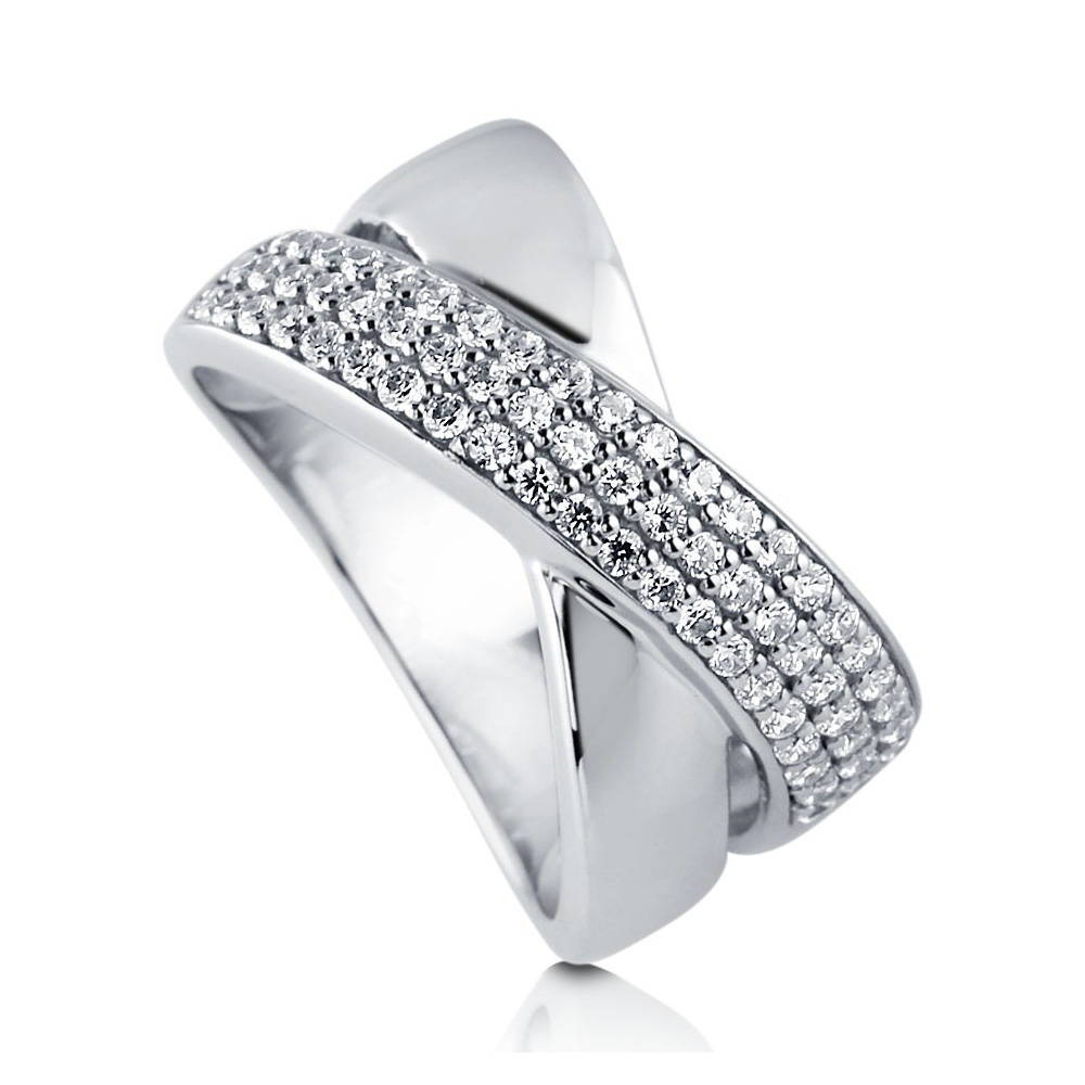 Criss Cross CZ Ring in Sterling Silver