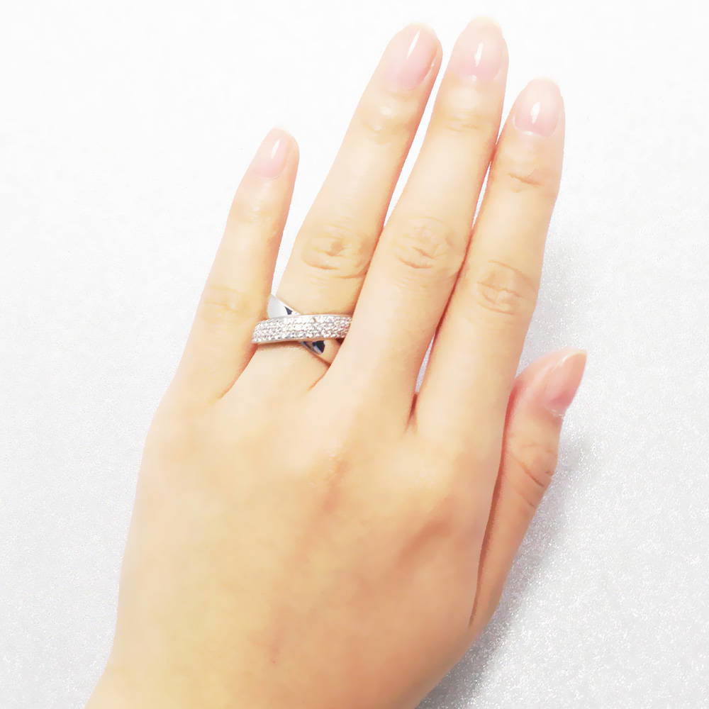 Criss Cross CZ Ring in Sterling Silver