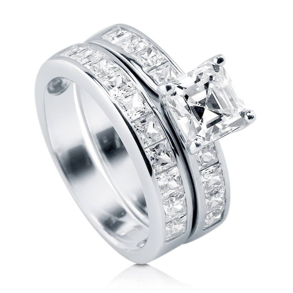 Solitaire 1.6ct Asscher CZ Statement Ring Set in Sterling Silver