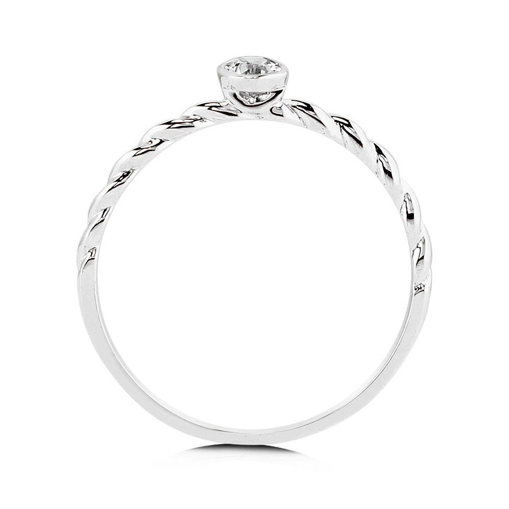 Solitaire Cable Bezel Set Oval Topaz Ring in 10K White Gold