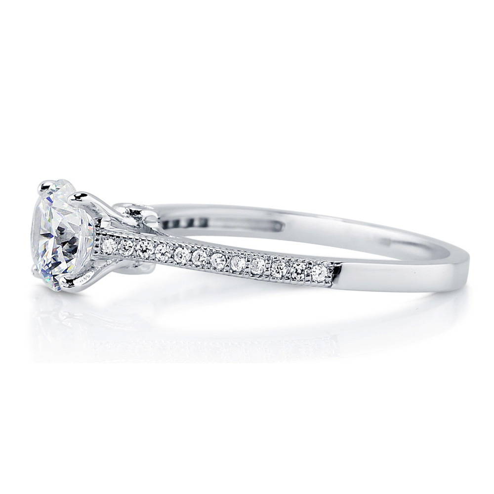 Angle view of Solitaire 1ct CZ Ring in Sterling Silver, 5 of 9