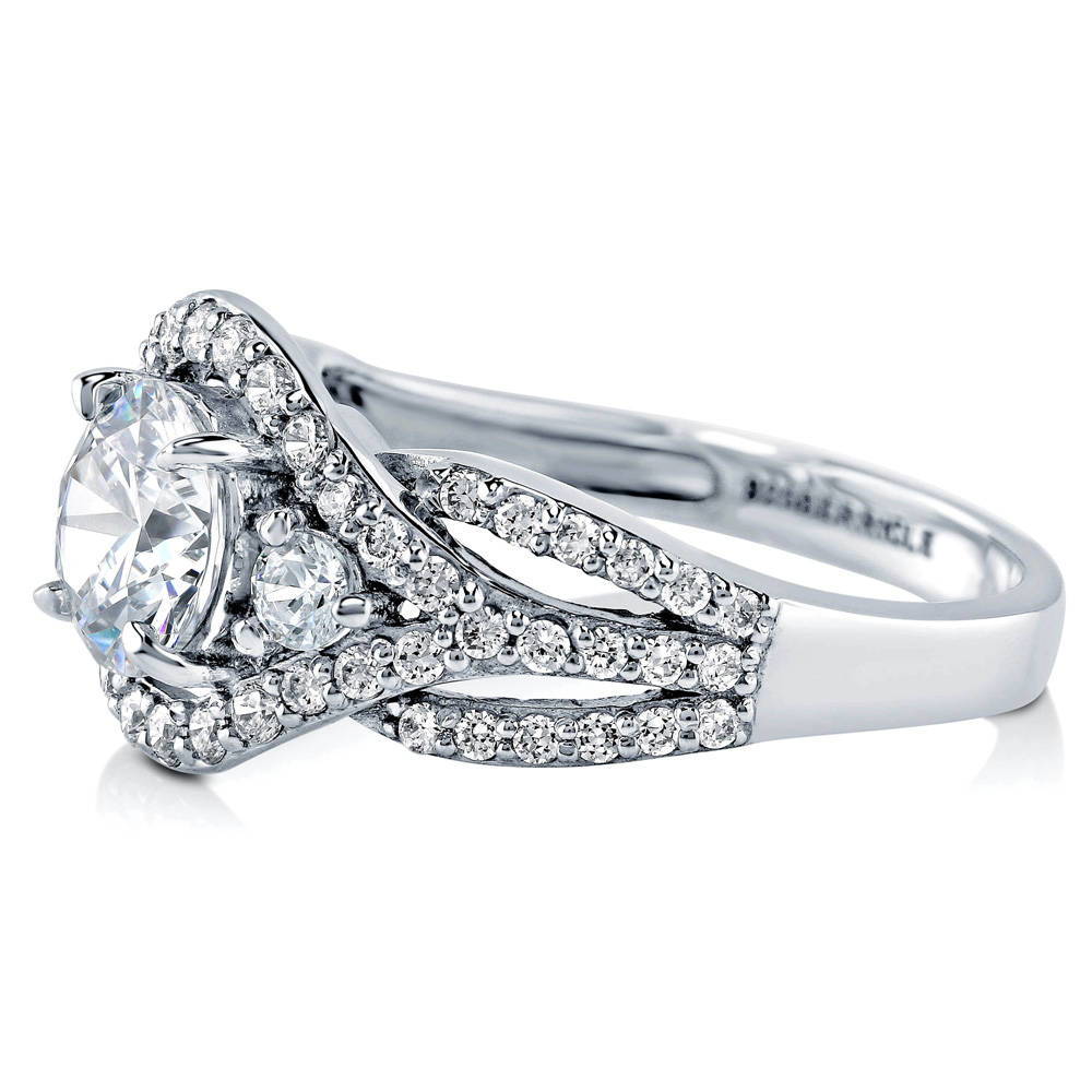 Angle view of 3-Stone 1.25ct CZ Ring in Sterling Silver, 5 of 11