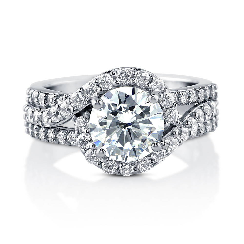 Halo CZ Ring in Sterling Silver, 1 of 7