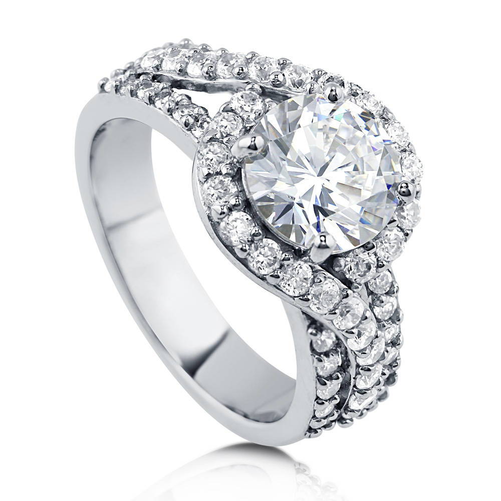 Halo CZ Ring in Sterling Silver