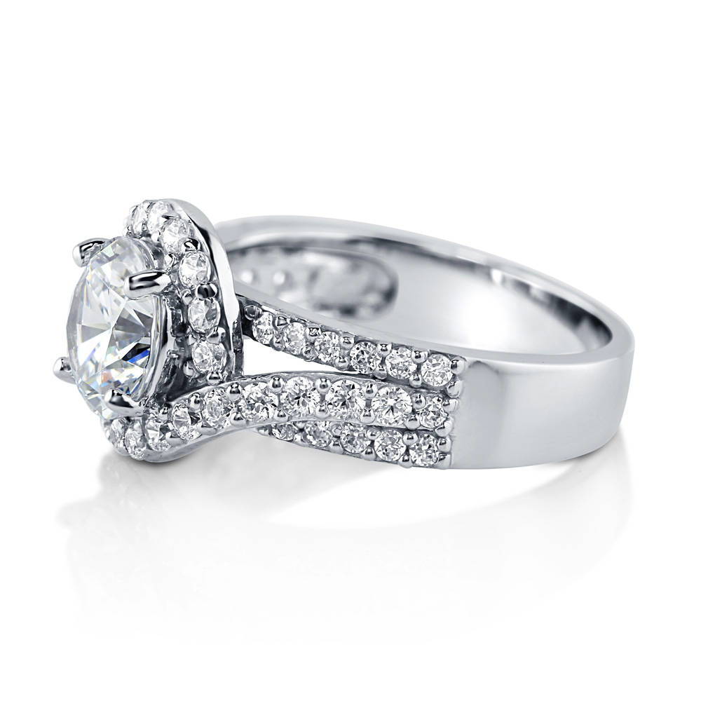 Halo CZ Ring in Sterling Silver