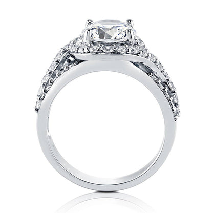 Halo CZ Ring in Sterling Silver