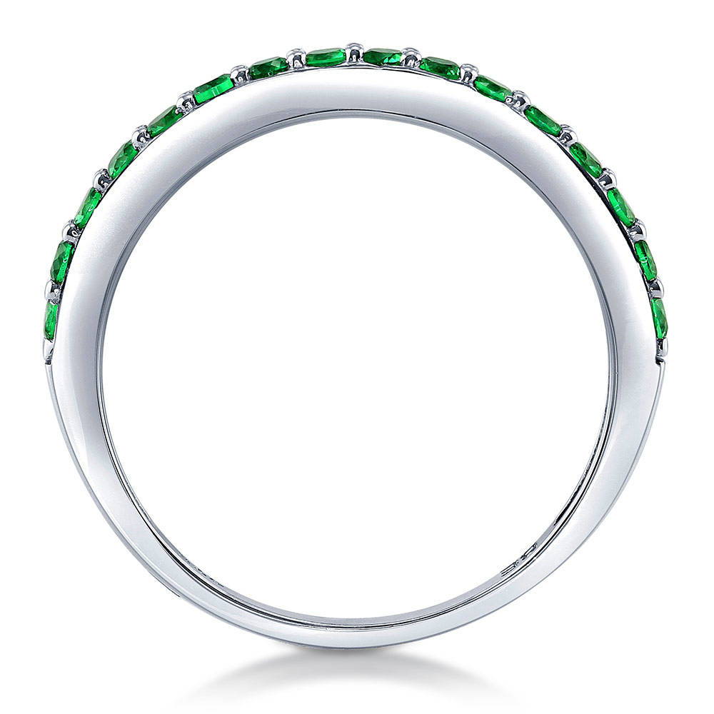 Alternate view of Emerald-Green Pave CZ Eternity Ring in Sterling Silver, 6 of 6