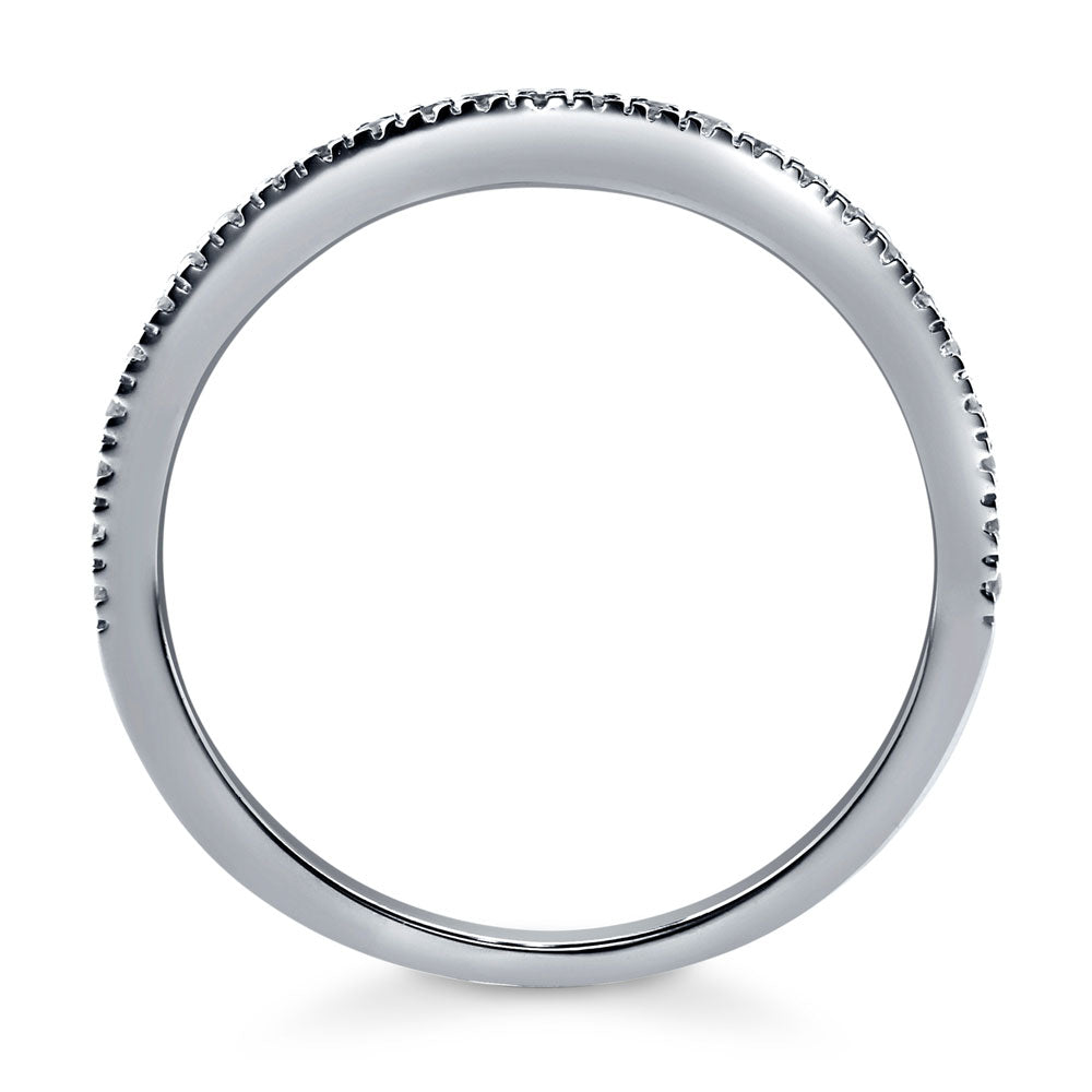 Alternate view of Wishbone Micro Pave Set CZ Curved Half Eternity Ring in Sterling Silver, 7 of 7