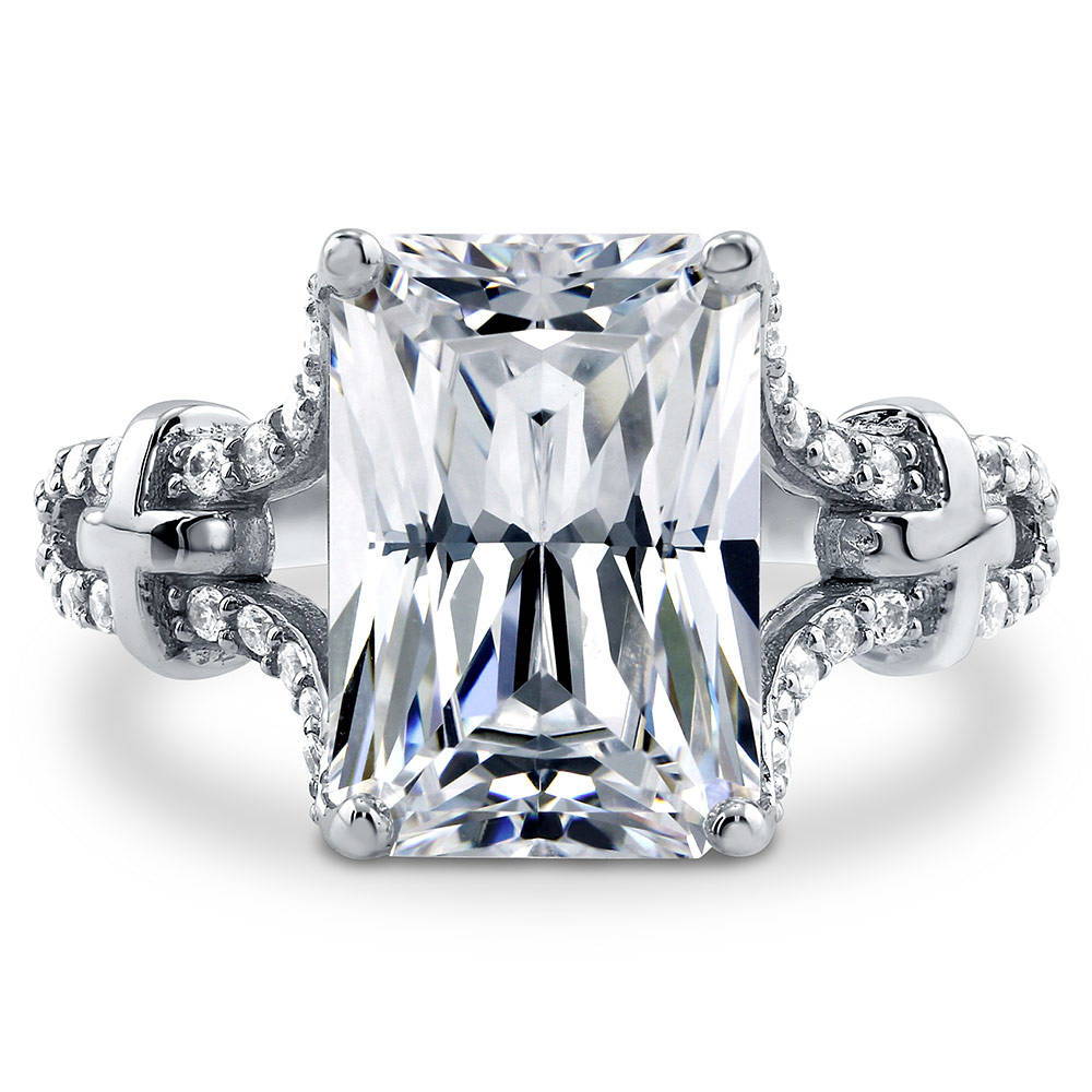 Solitaire 7.6ct Radiant CZ Statement Ring in Sterling Silver