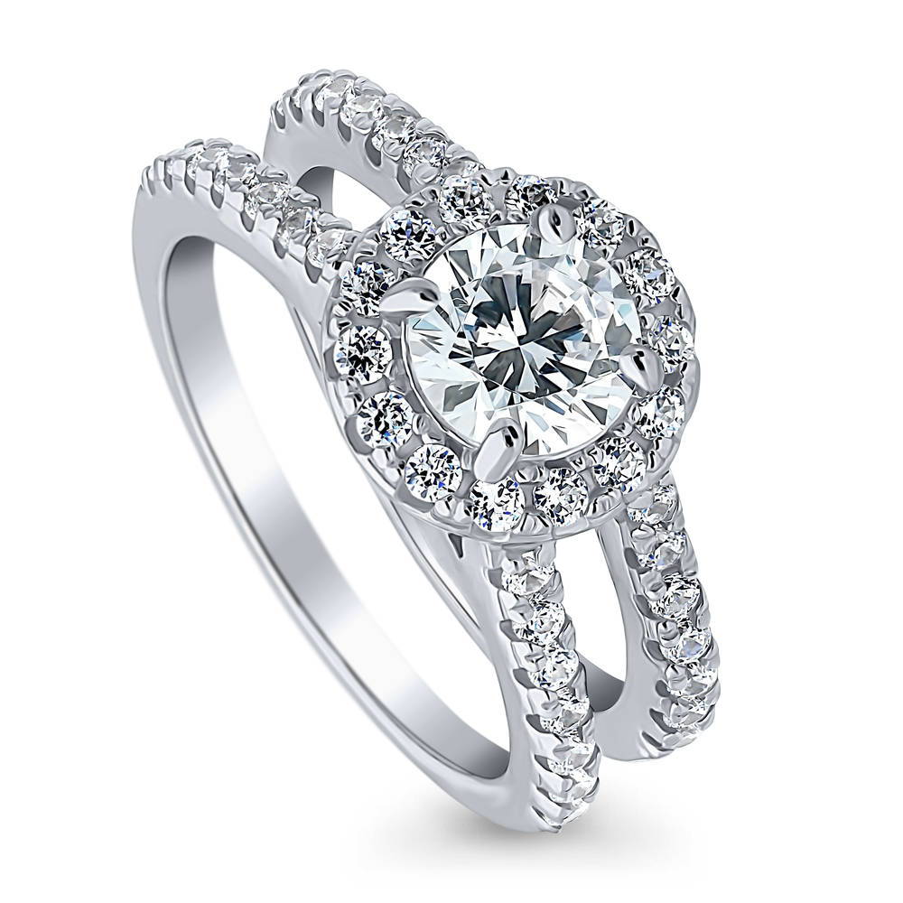 Front view of Halo CZ Ring in Sterling Silver, 3 of 6