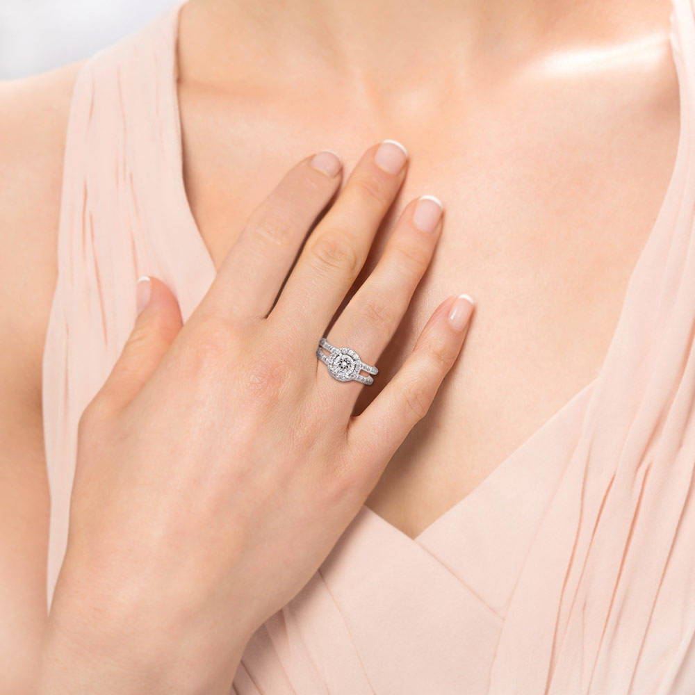 Halo CZ Ring in Sterling Silver