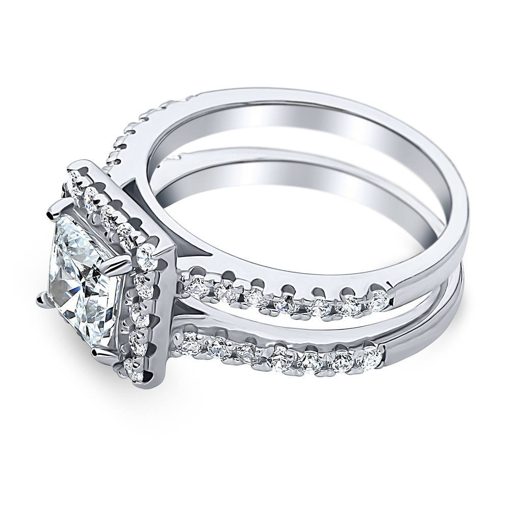 Halo Princess CZ Ring in Sterling Silver