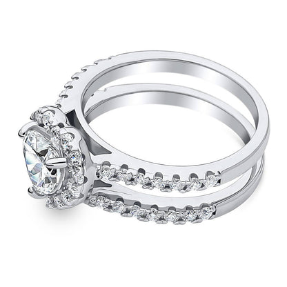 Halo Heart Heart CZ Ring in Sterling Silver