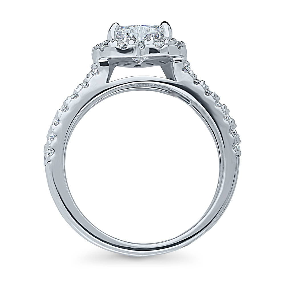 Alternate view of Halo Heart CZ Ring in Sterling Silver, 6 of 6