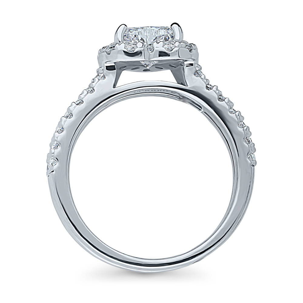 Alternate view of Halo Heart Heart CZ Ring in Sterling Silver, 6 of 6