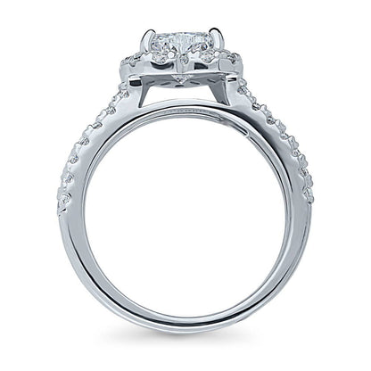 Halo Heart Heart CZ Ring in Sterling Silver